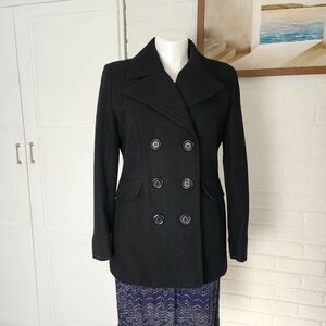 Jones New York Black Wool Blend Coat Size 14 Classic Winter